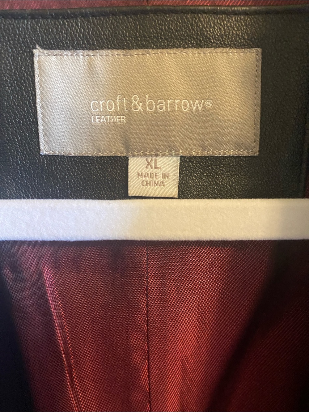 croft & barrow Black Leather Jacket with Burgundy Lining - Picture 2 of 5